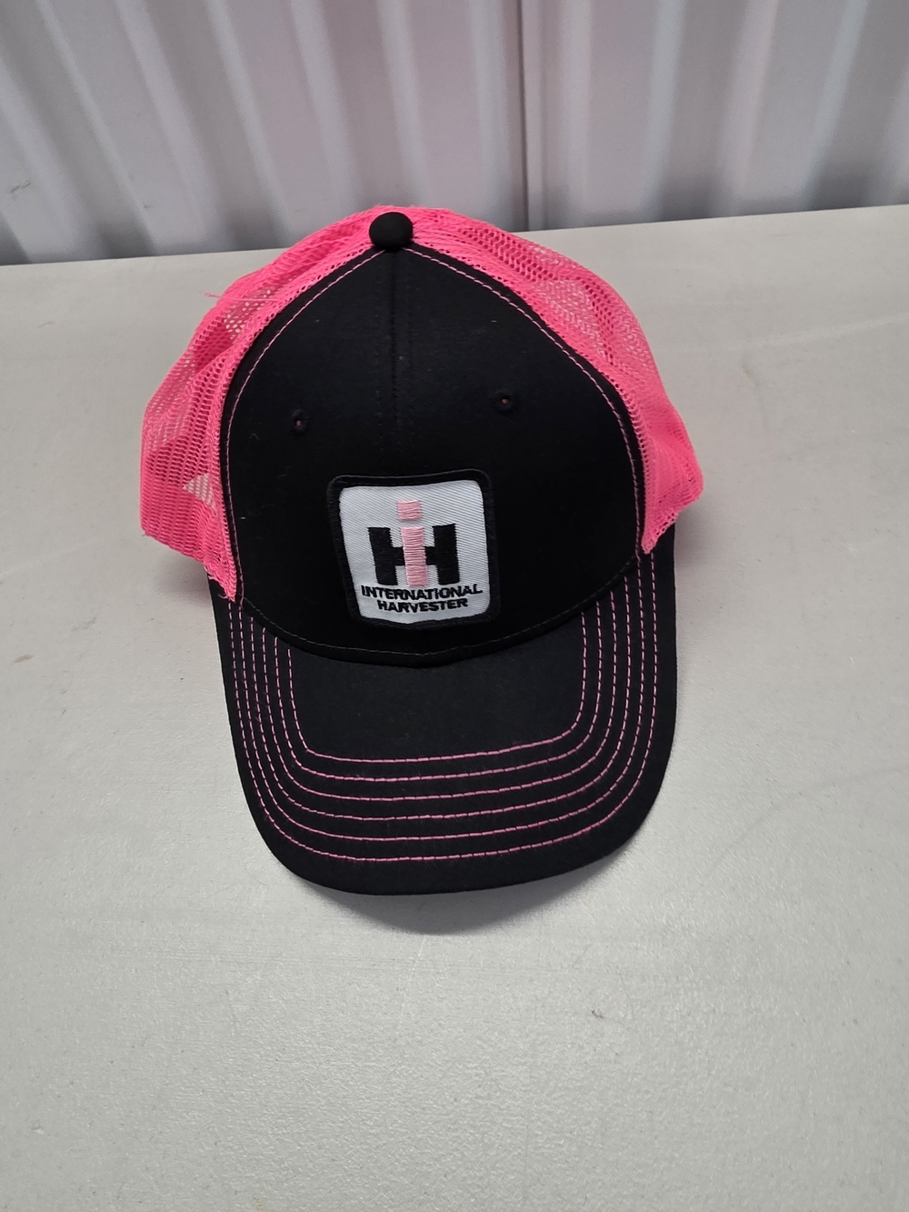 IH Stitched Logo Black with Pink Mesh Back Hat Cap
